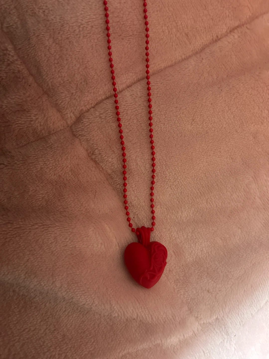 chrome hearts red silicone heart necklace