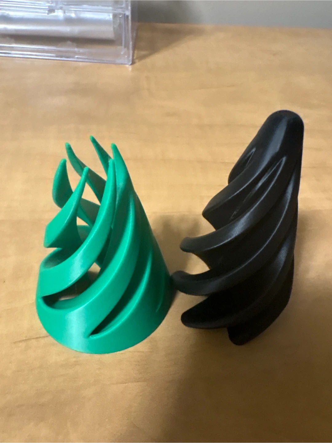 3-D printed cone, fidget, black and green