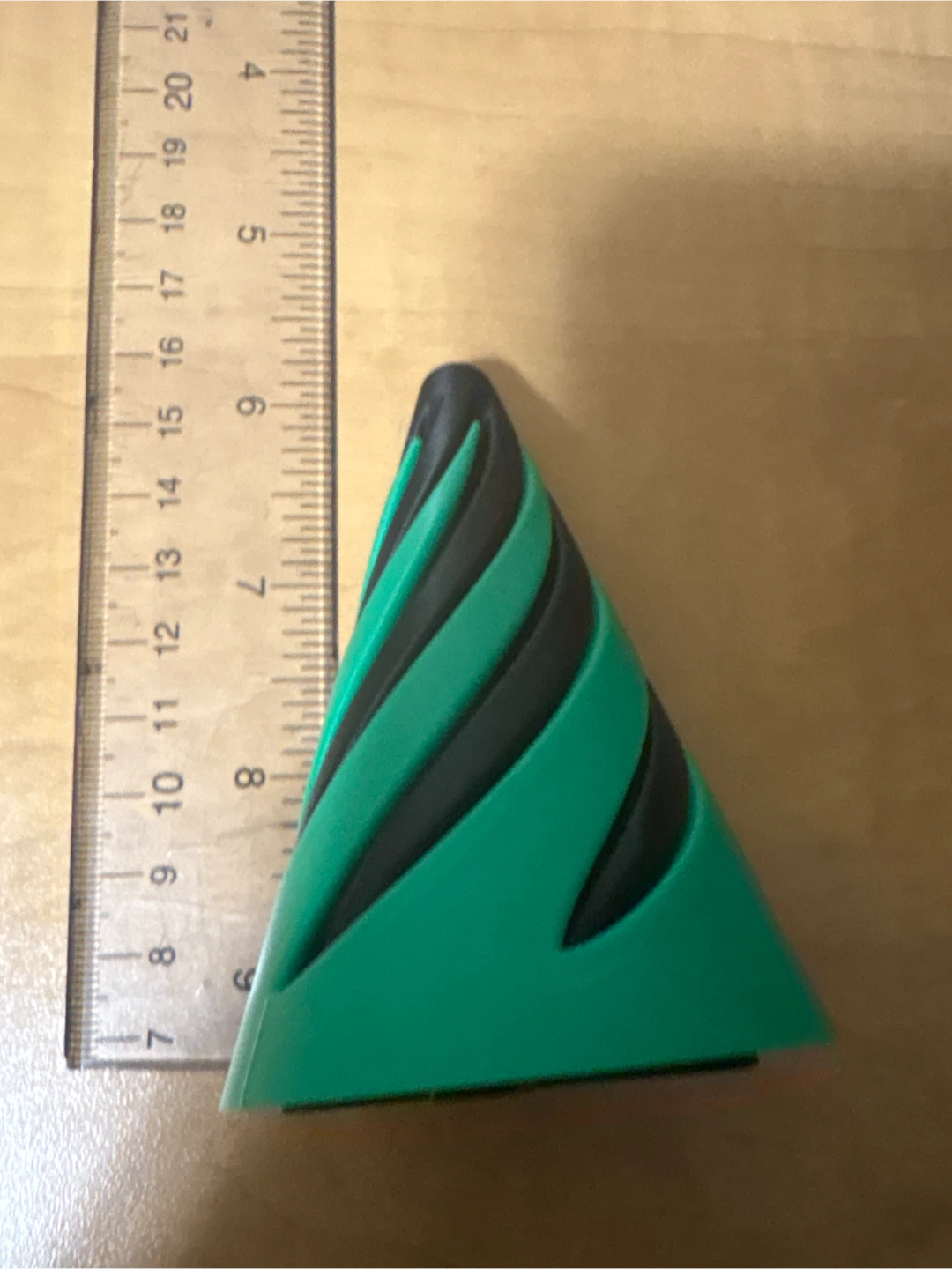 3-D printed cone, fidget, black and green - photo 3