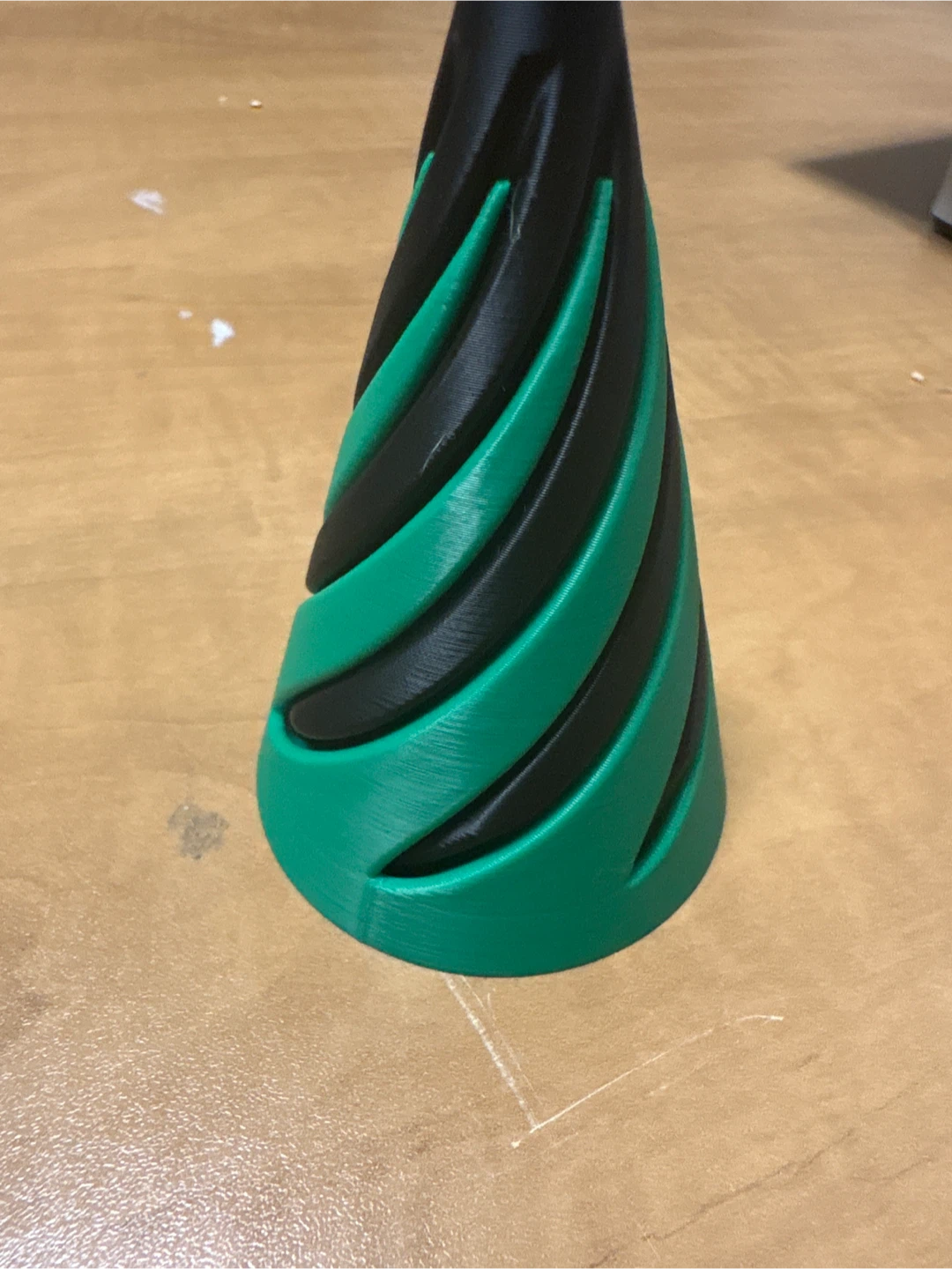 3-D printed cone, fidget, black and green - photo 4
