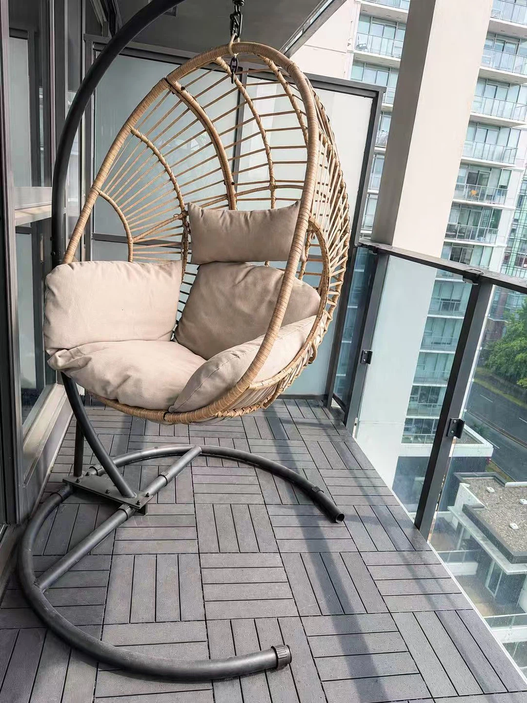 Wicker Hanging Chair with Stand - photo 2