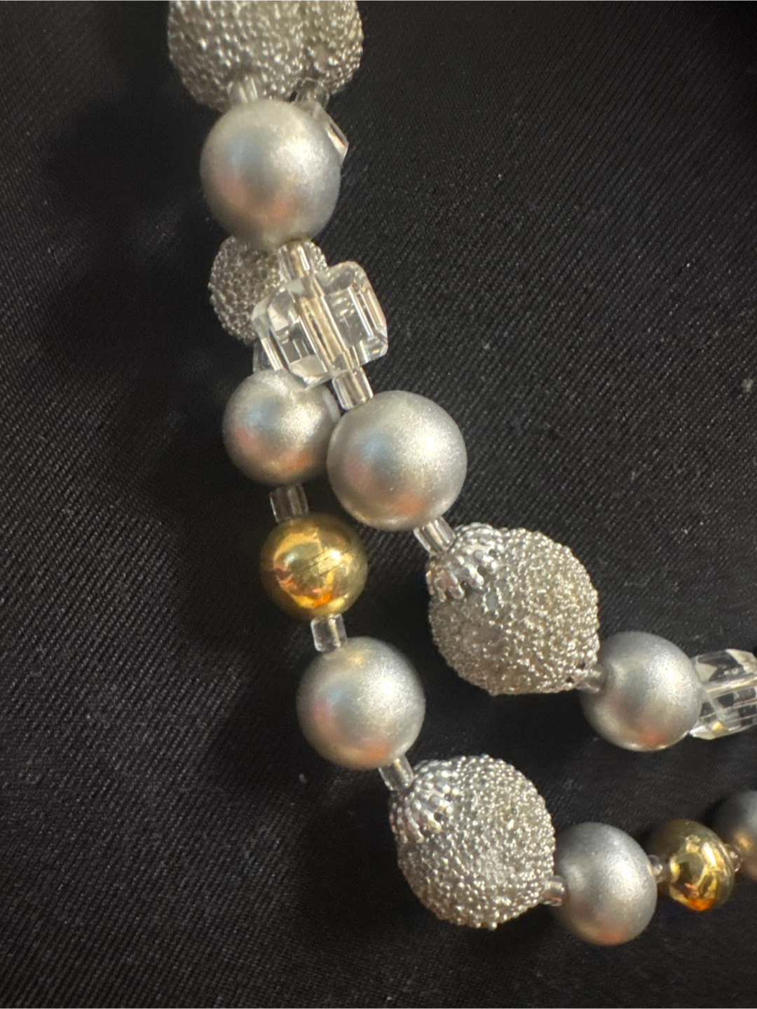 Silver and Gold VINTAGE Beaded Two-Strand Necklace - photo 2