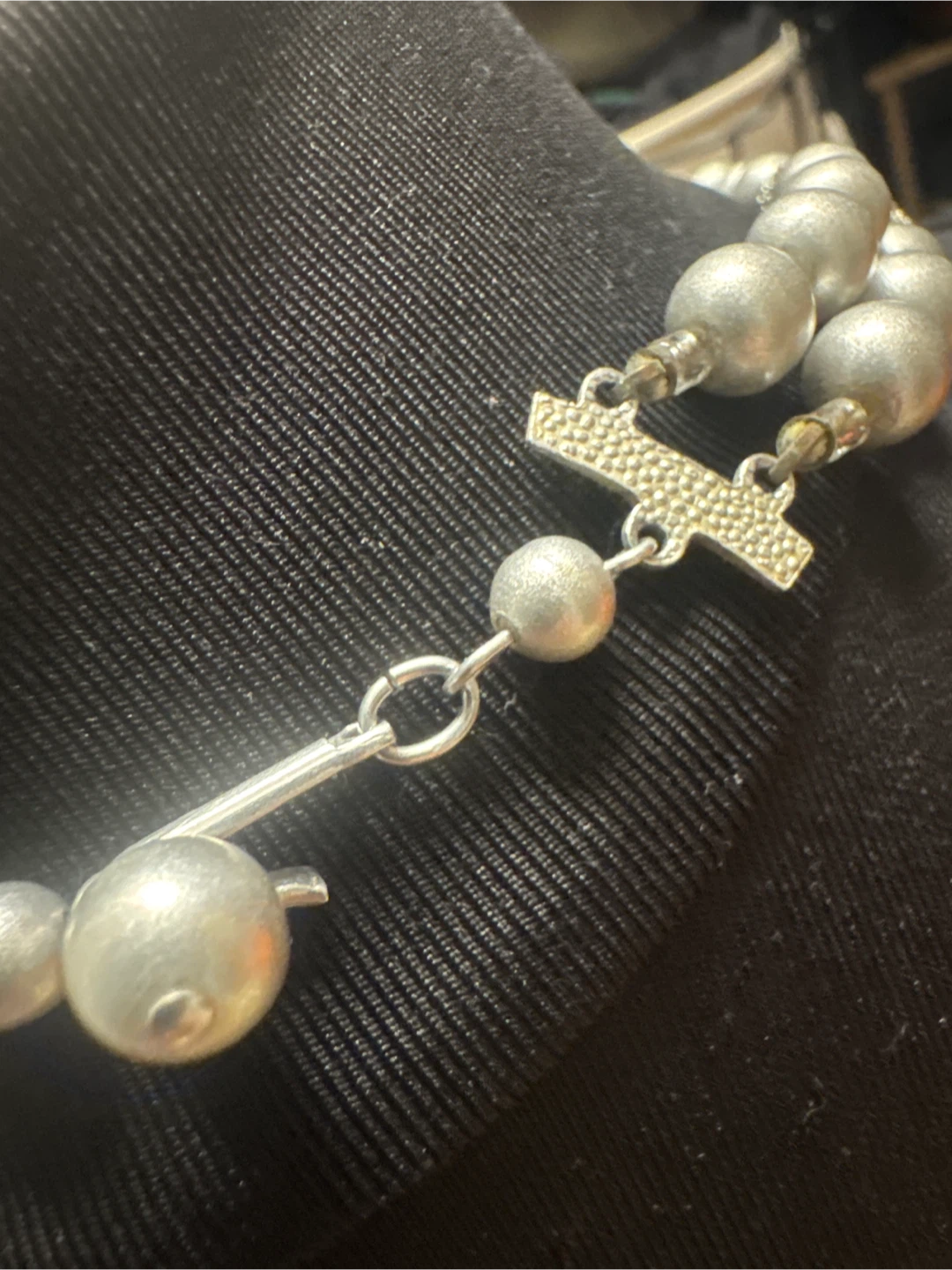 Silver and Gold VINTAGE Beaded Two-Strand Necklace - photo 3