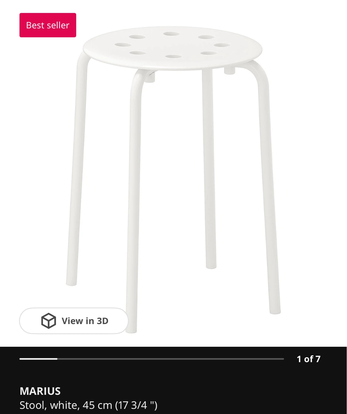 IKEA MARIUS Stool - White - Set of 3