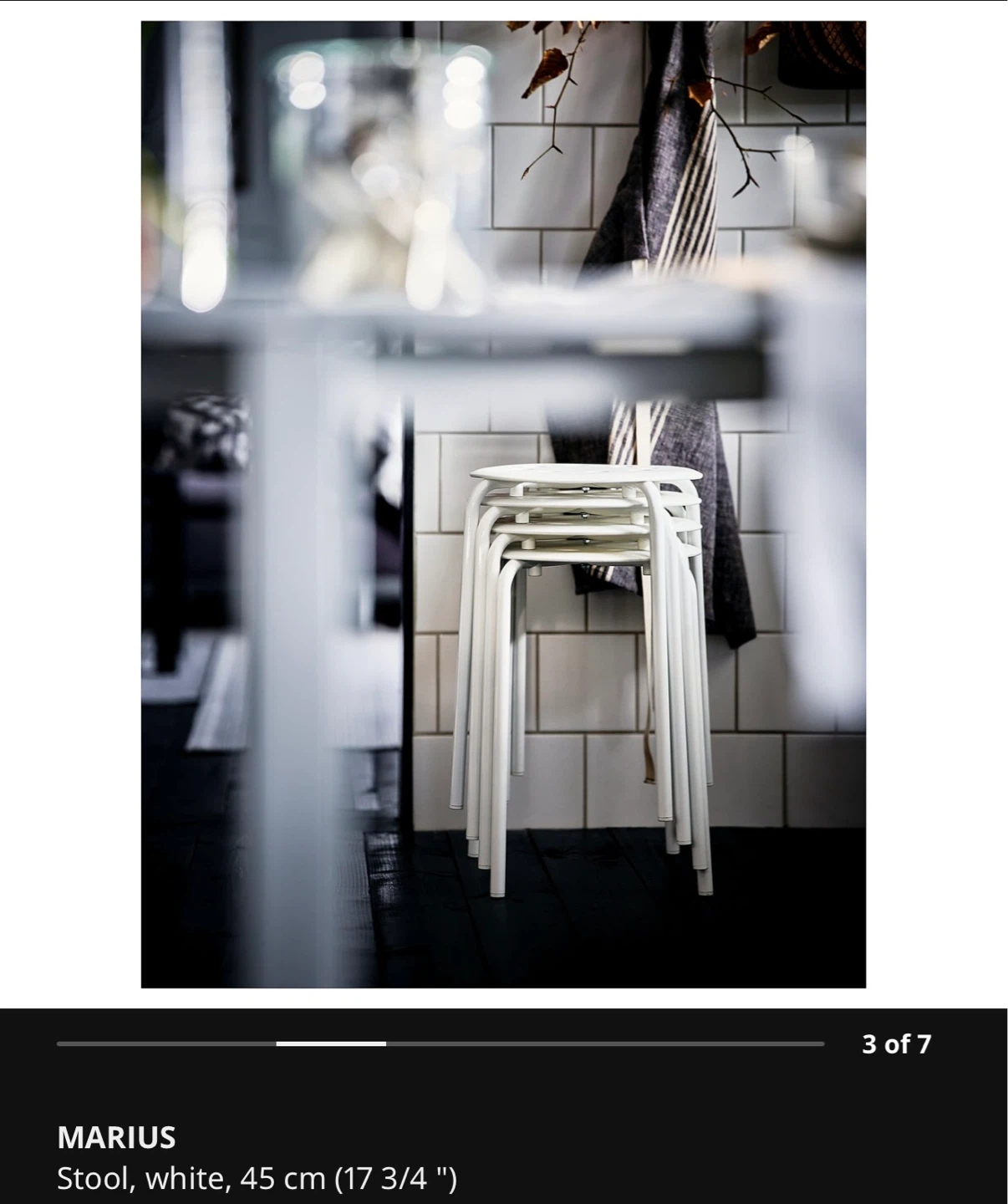 IKEA MARIUS Stool - White - Set of 3 - photo 2