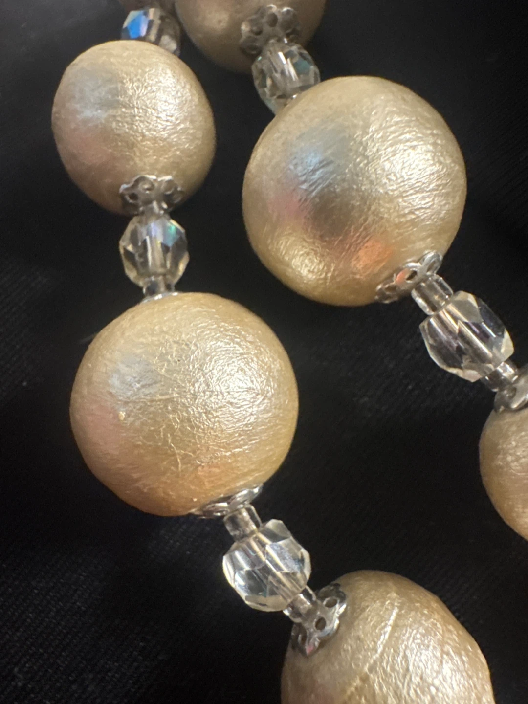 Double Strand VINTAGE Faux Pearl Necklace with Crystal Accents - photo 2