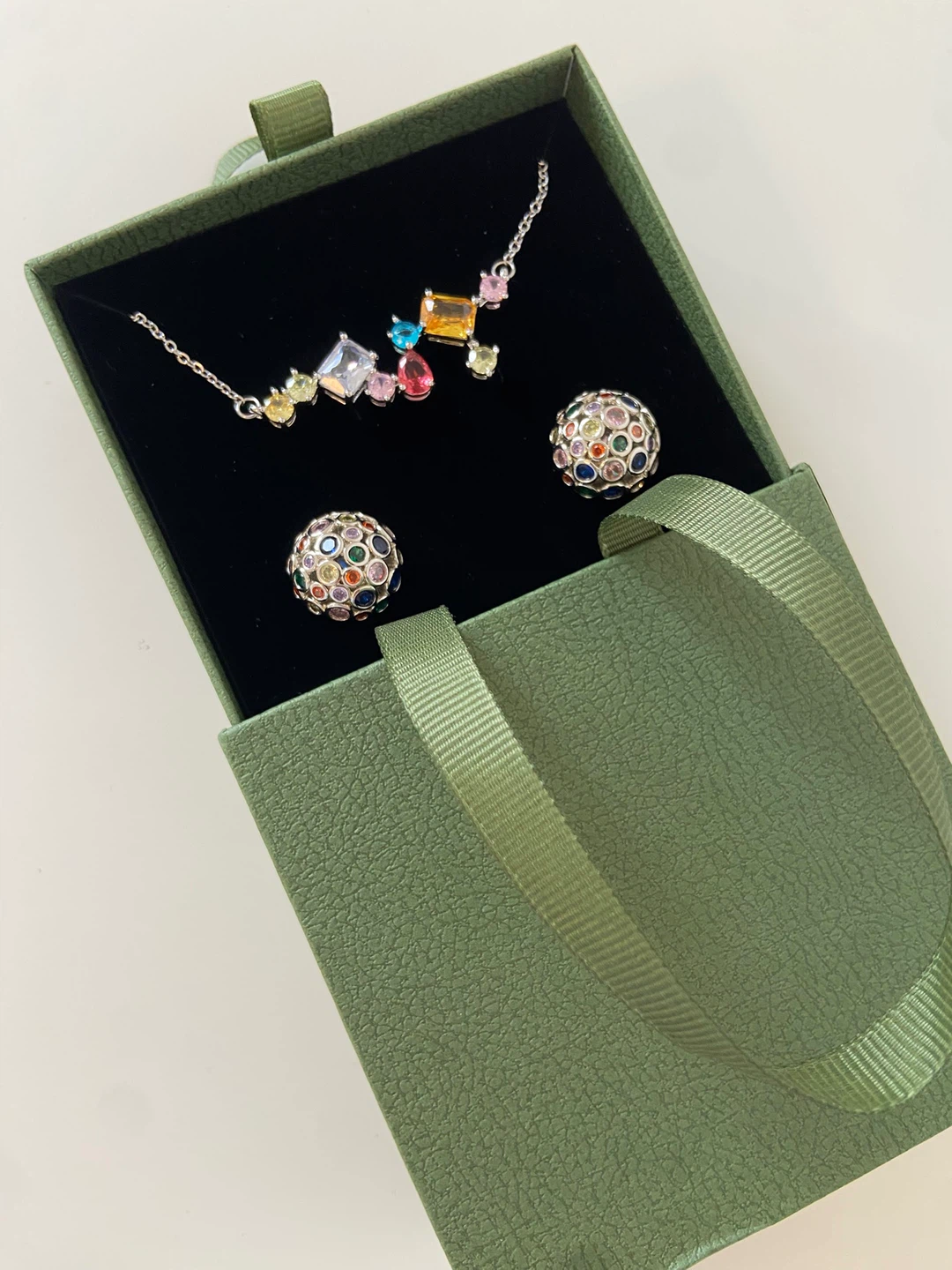 Colourful Gemstone Necklace and Earrings Set - photo 2