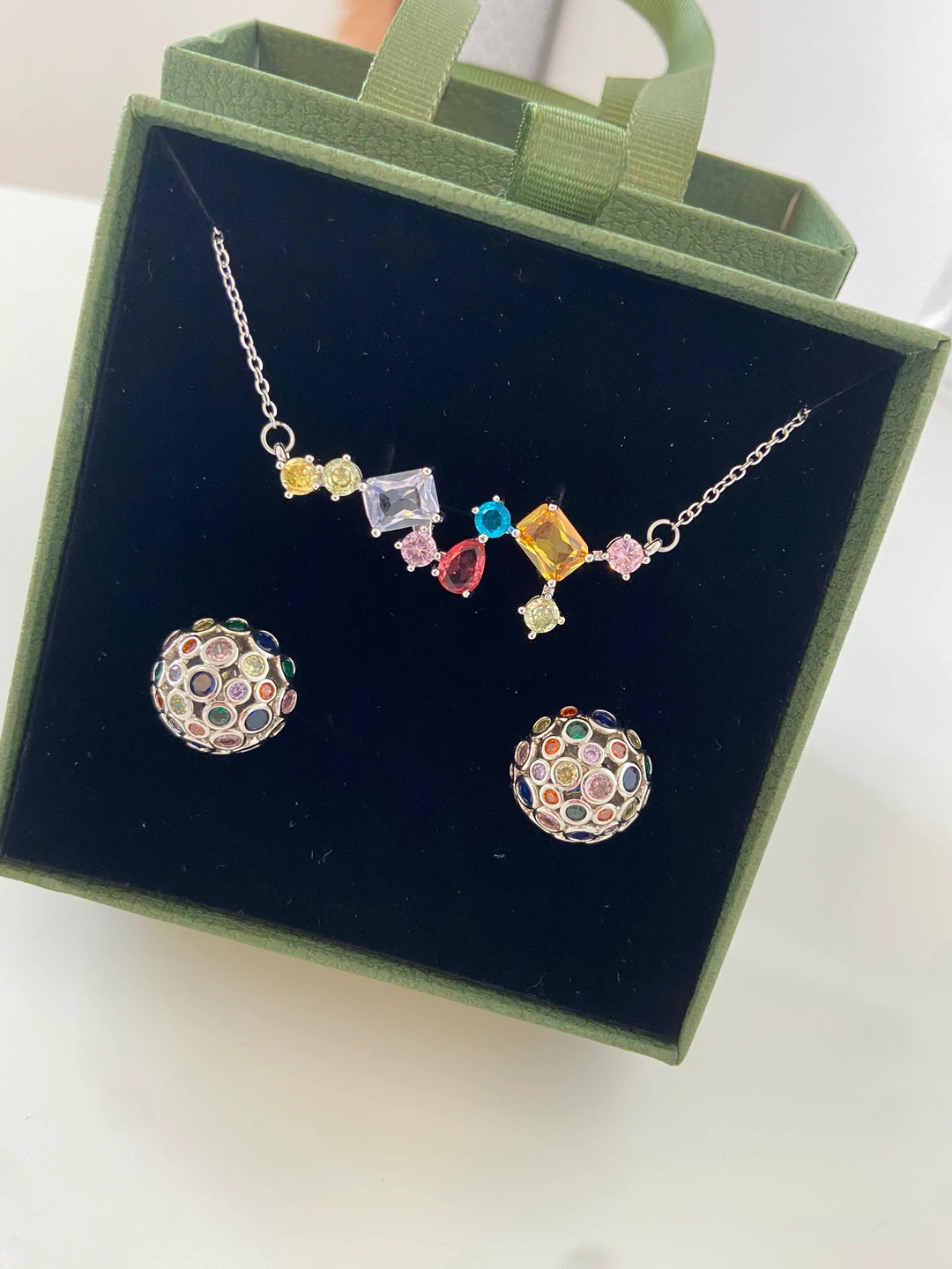 Colourful Gemstone Necklace and Earrings Set - photo 4