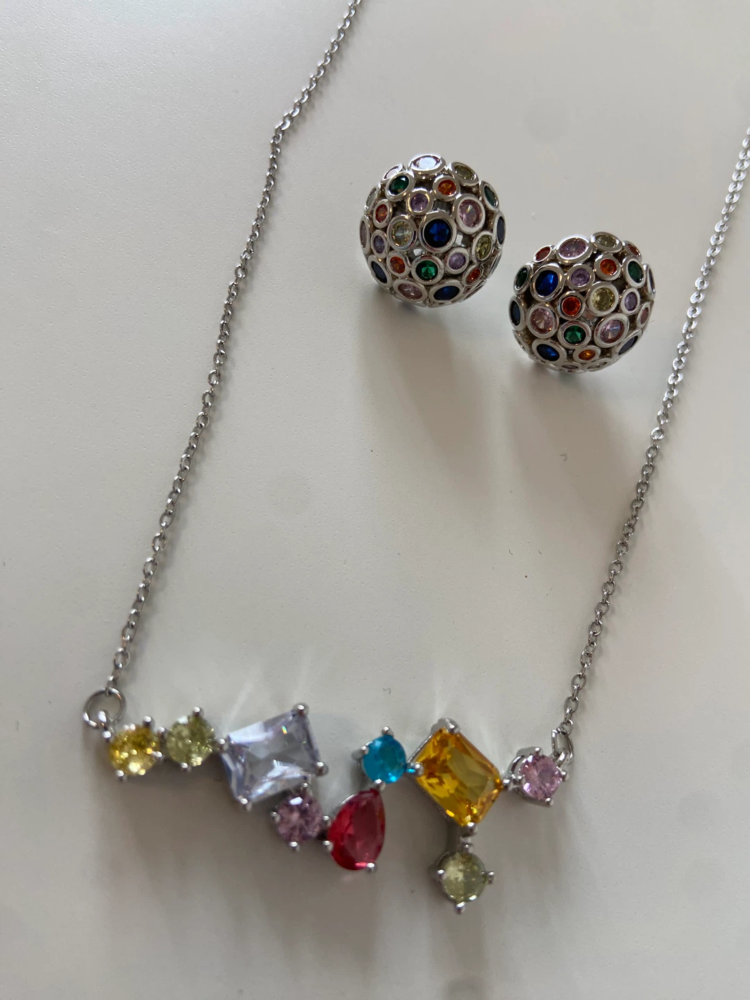Colourful Gemstone Necklace and Earrings Set - photo 5
