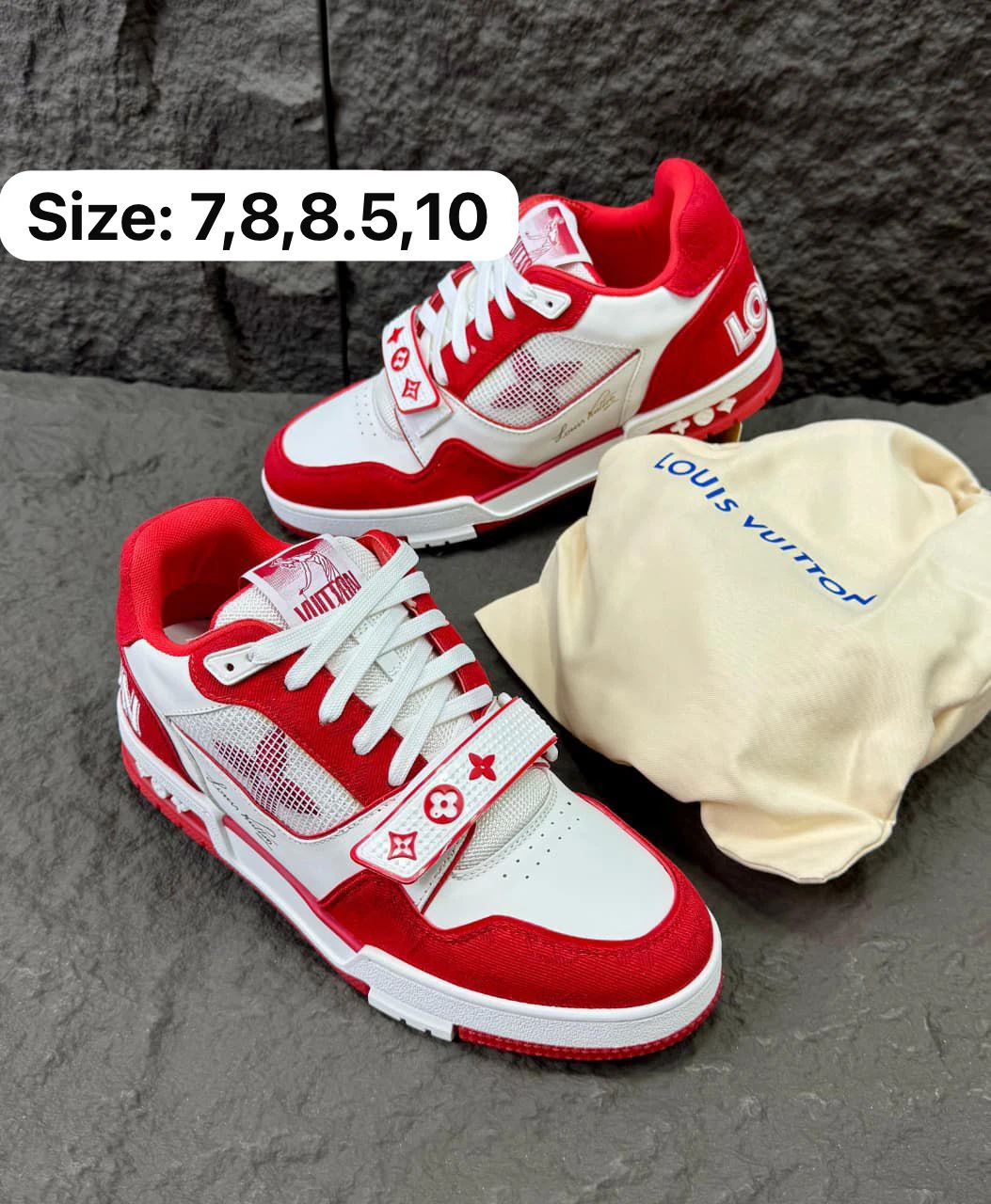 Louis Vuitton Red & White Sneakers