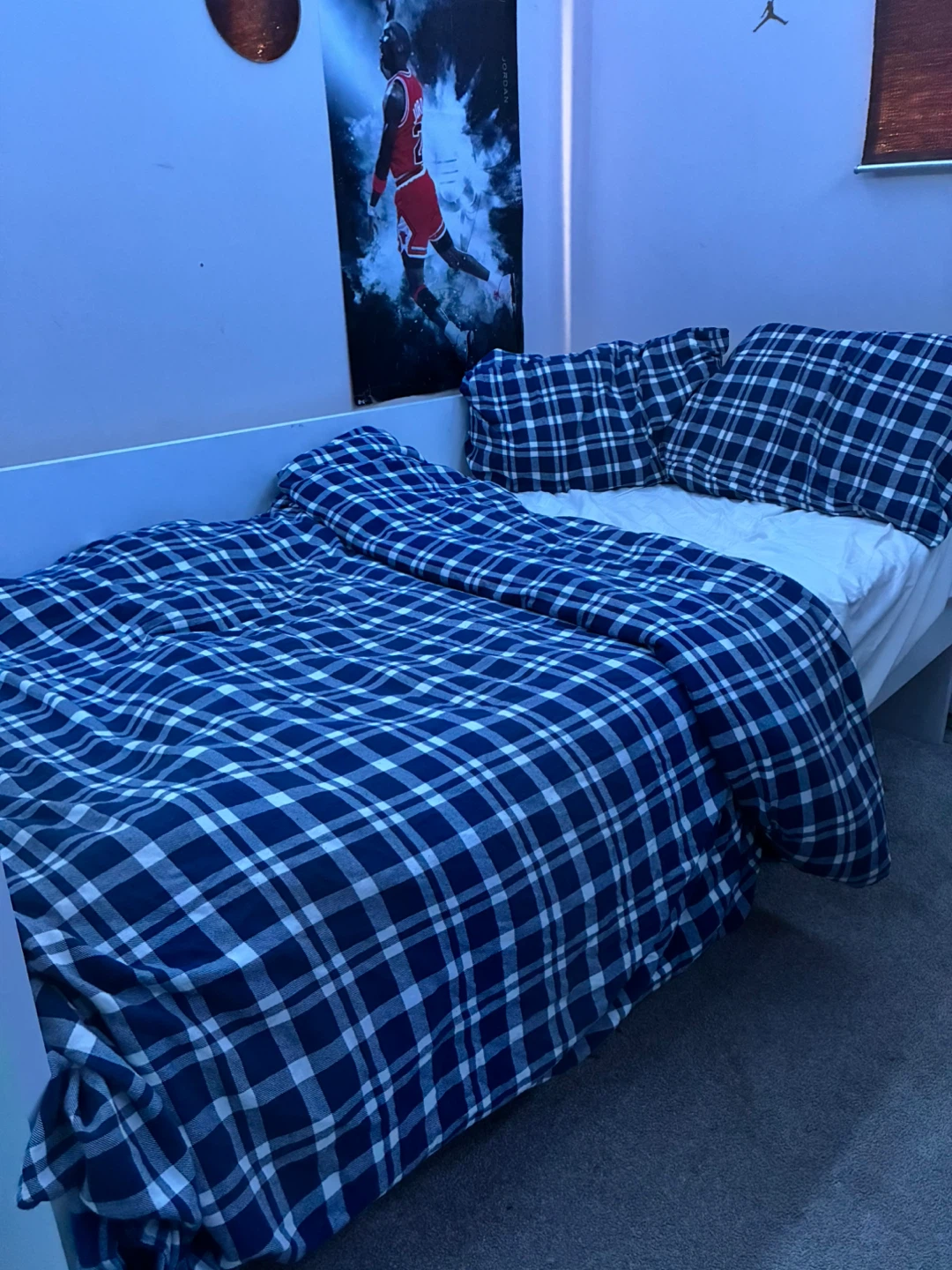 Blue and white duvet with to matching pillowcases