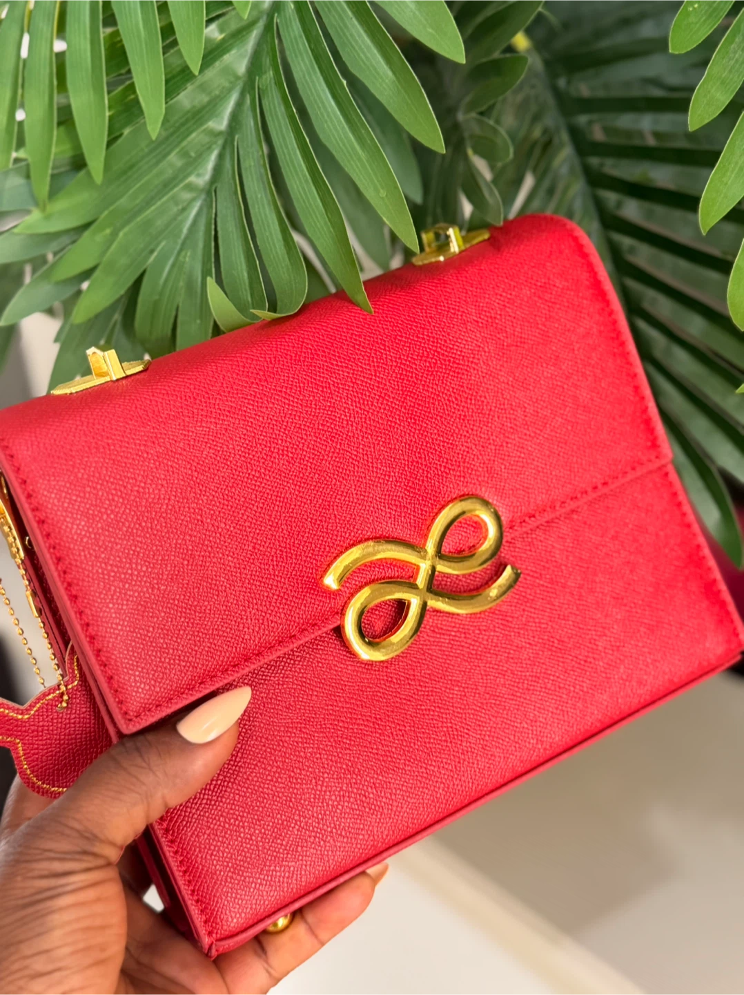 Red Clutch Purse with Gold Accent