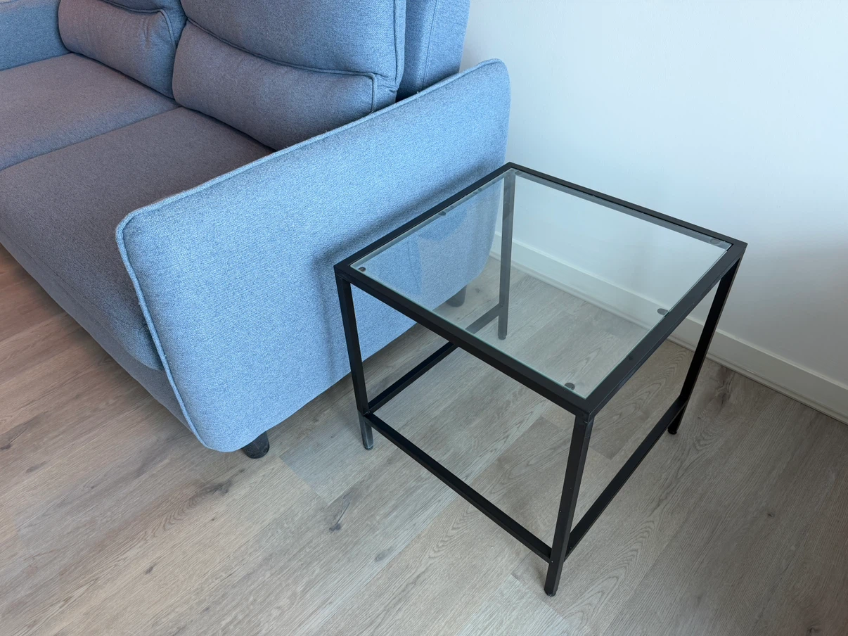 Black Metal and Glass Coffee Table