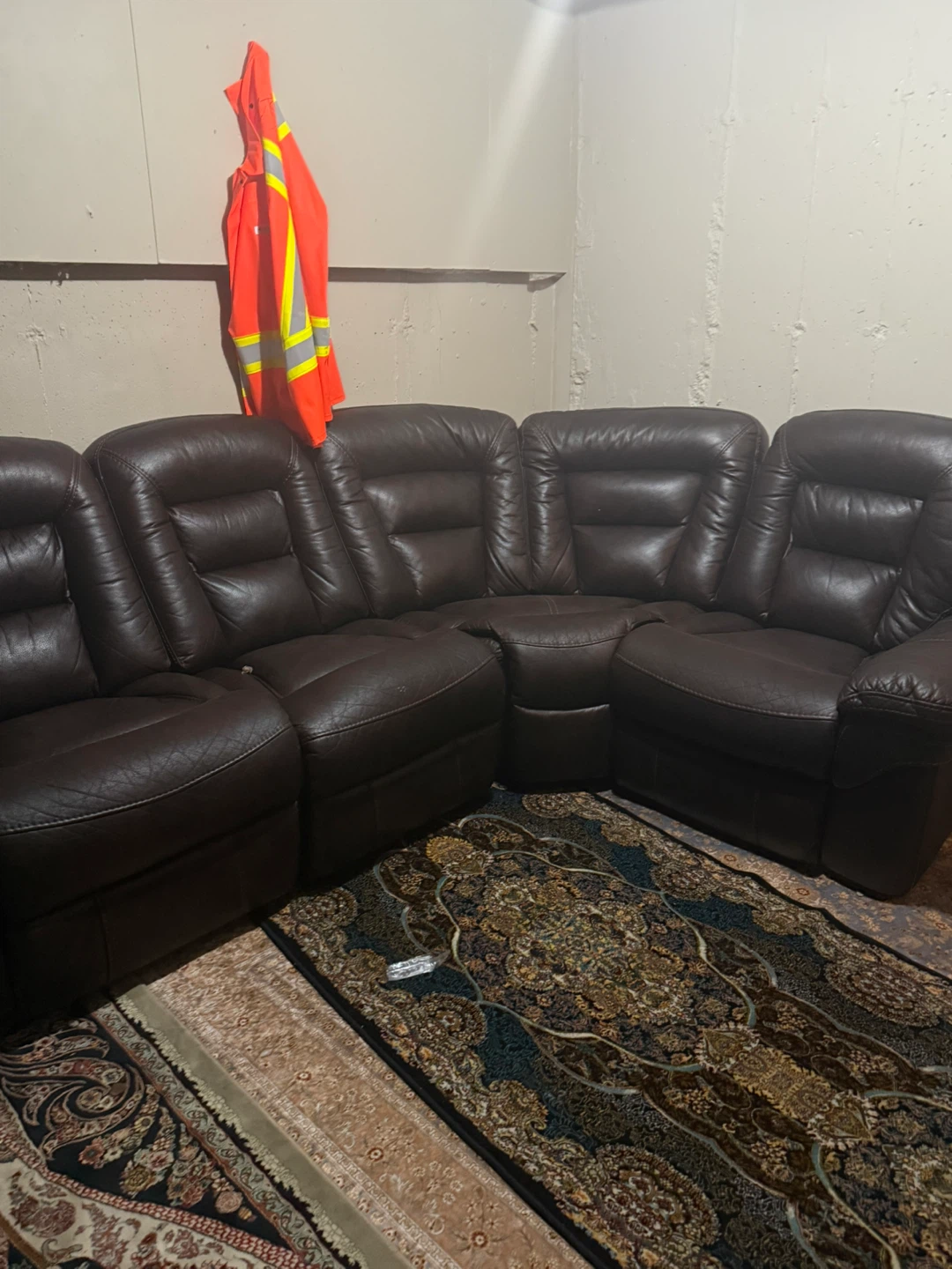 Brown Leather Sectional Recliner Sofa