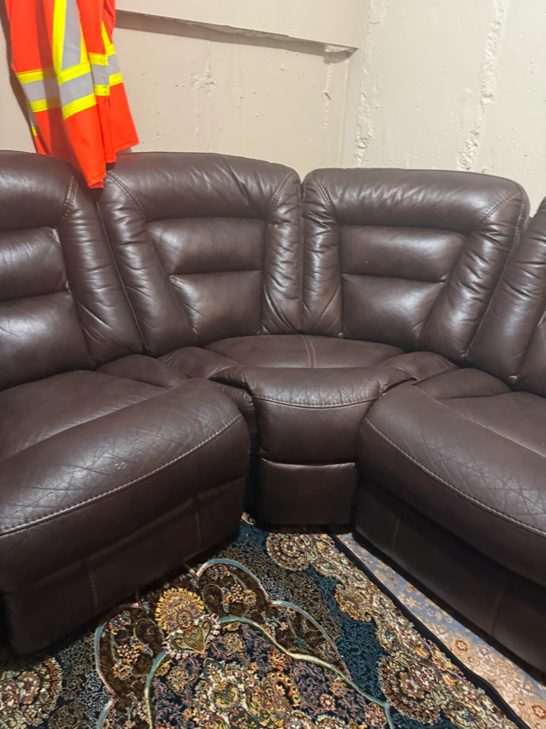 Brown Leather Sectional Recliner Sofa - photo 2