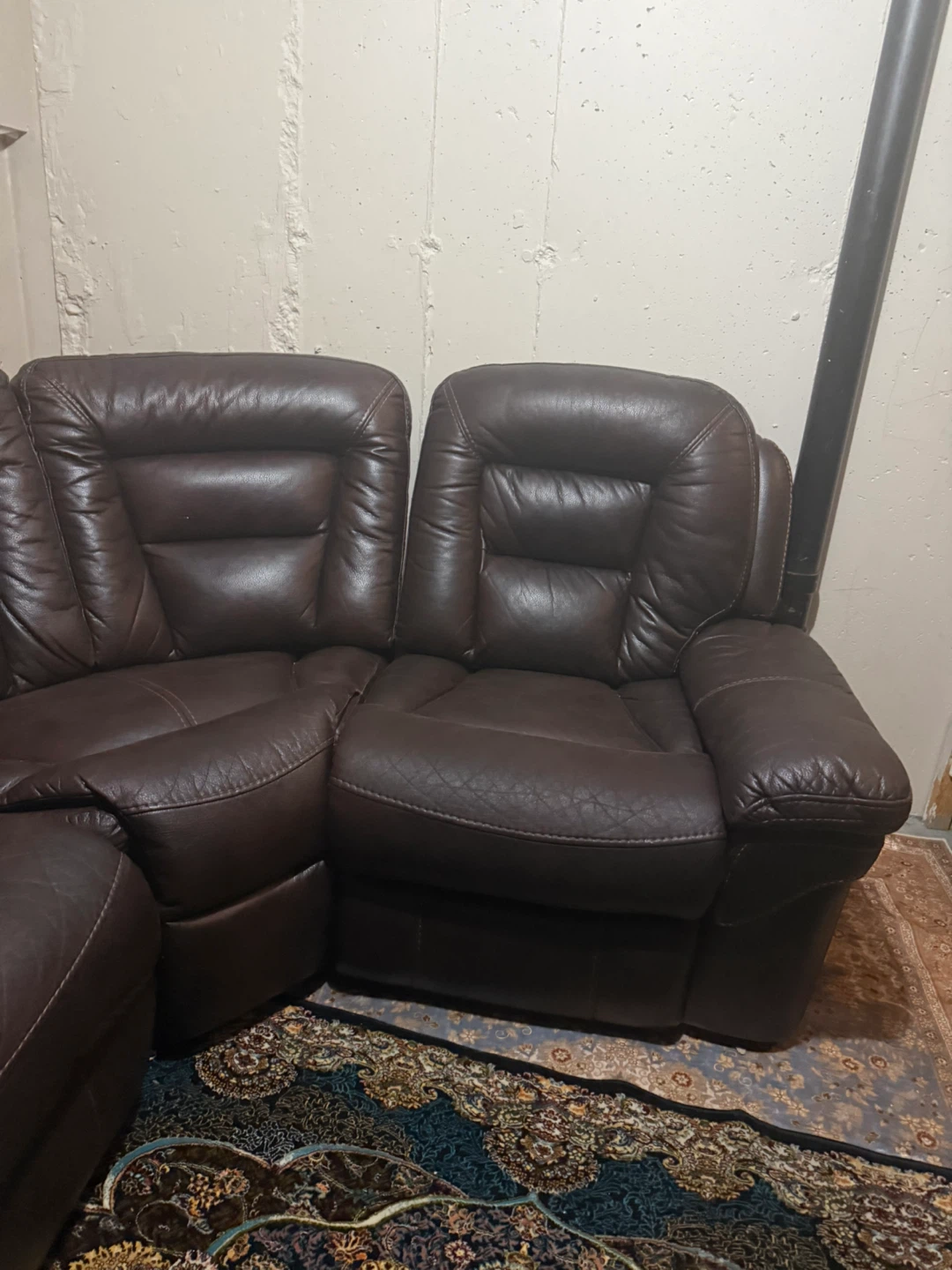 Brown Leather Sectional Recliner Sofa - photo 3