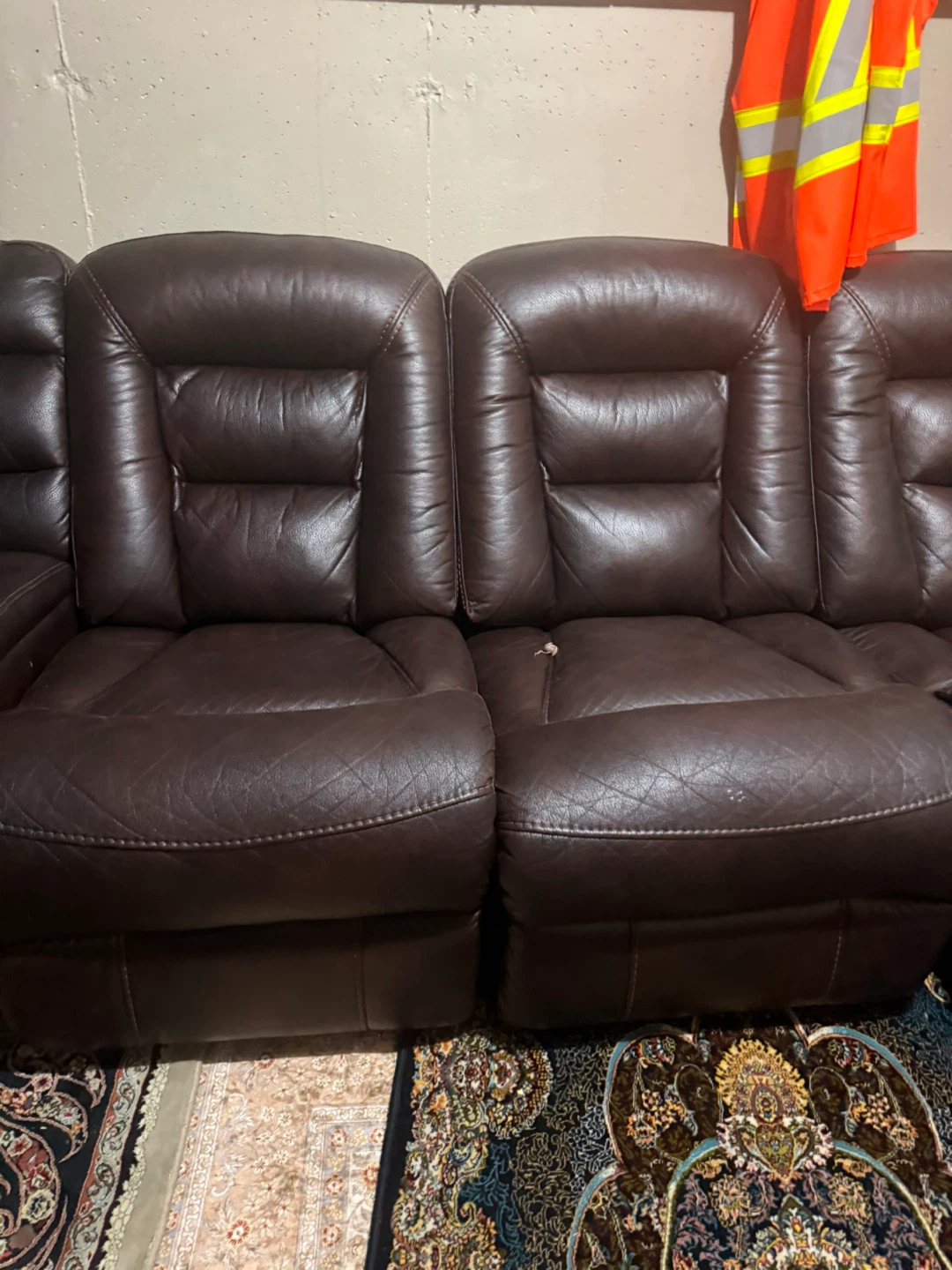 Brown Leather Sectional Recliner Sofa - photo 4