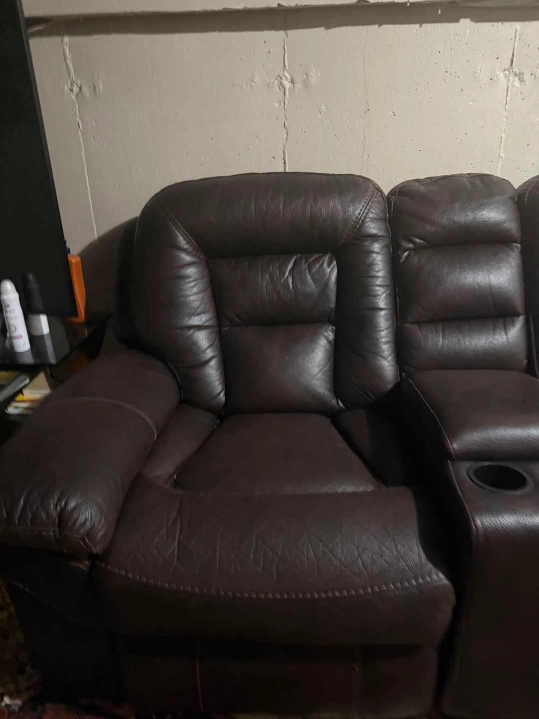 Brown Leather Sectional Recliner Sofa - photo 5