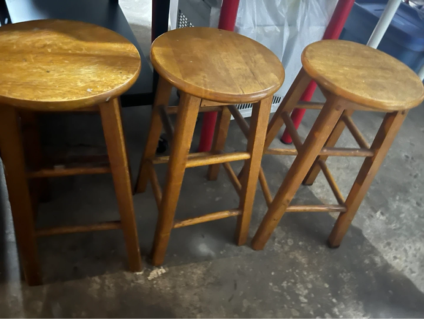 Set of 3 Wooden Bar Stools