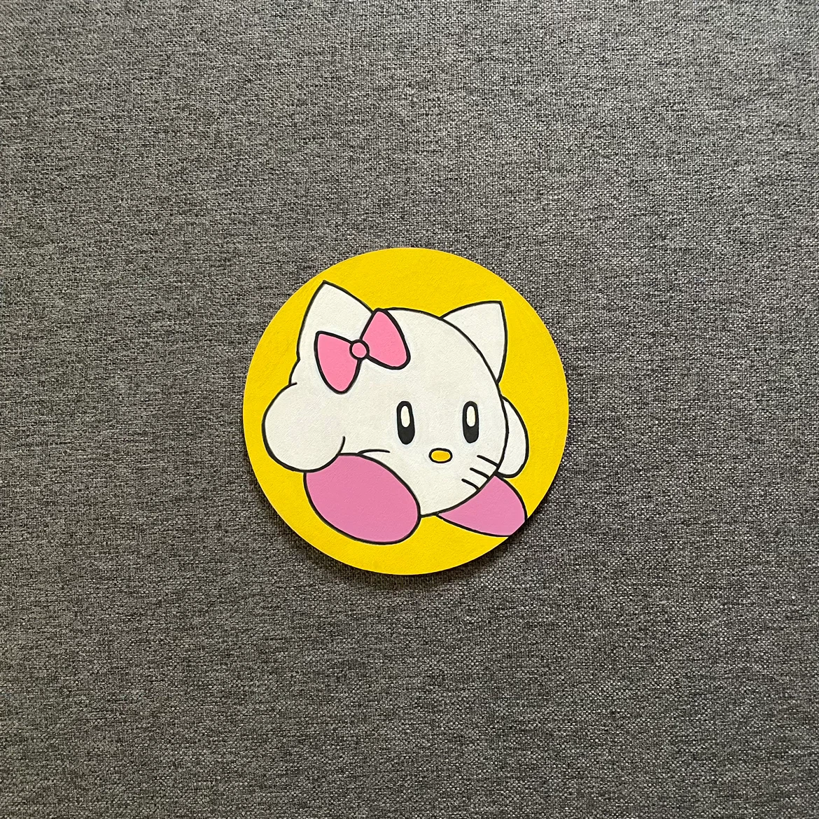 5” Kirby x Hello Kitty Round Art Piece