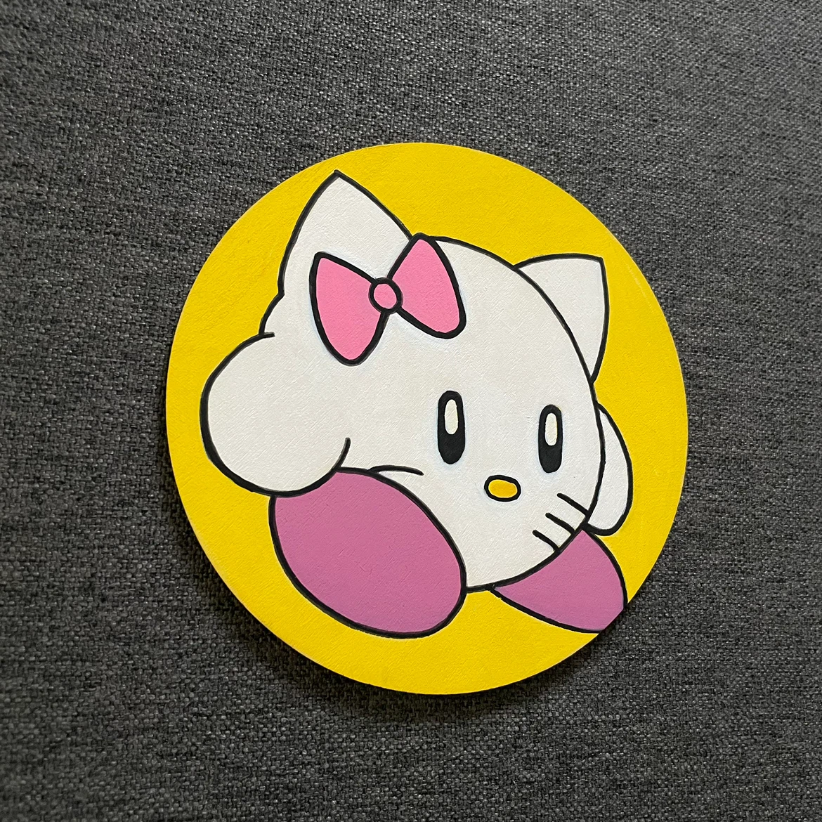 5” Kirby x Hello Kitty Round Art Piece - photo 2
