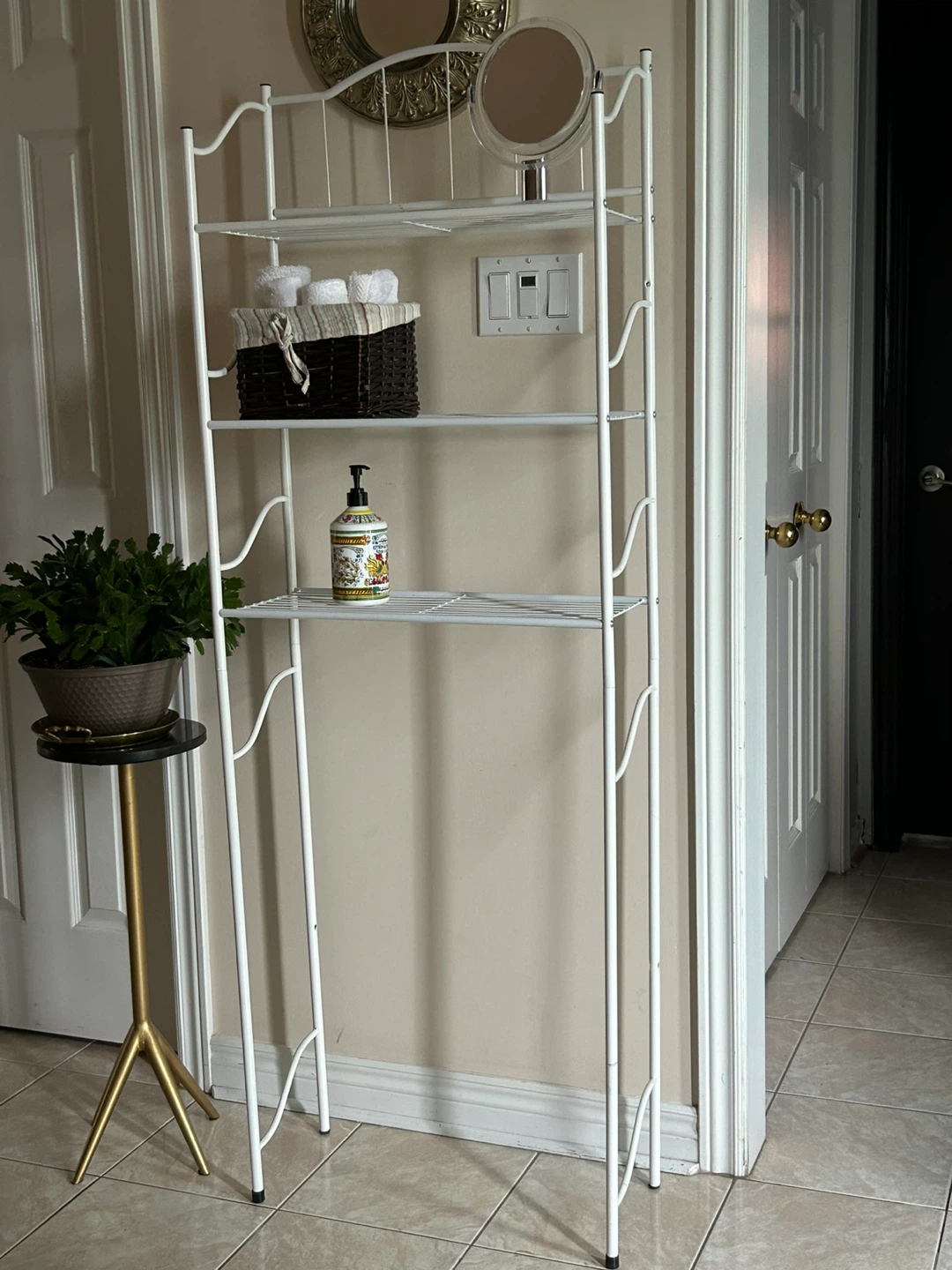 White Metal Bathroom Shelf Unit ( over the toilet)