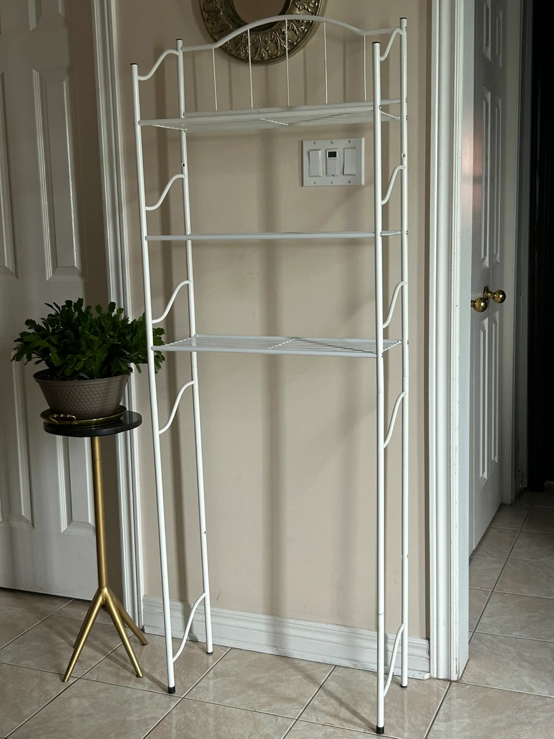 White Metal Bathroom Shelf Unit ( over the toilet) - photo 2