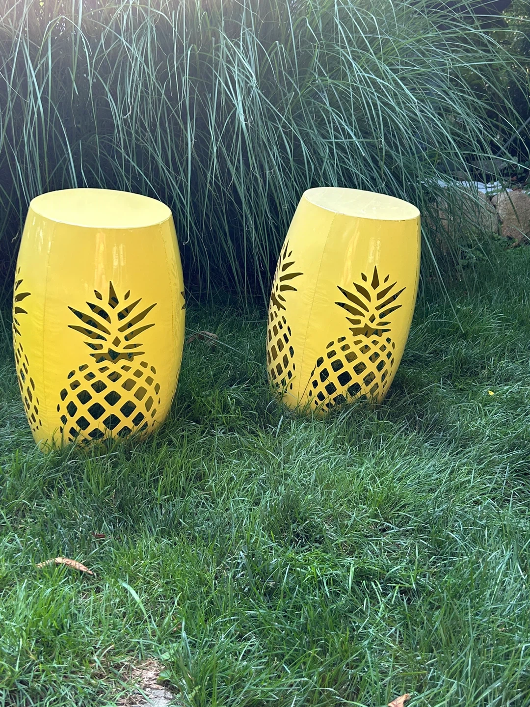 2 Vipush Metal Drum Stools / Side Tables – Yellow (AS-IS) - photo 2