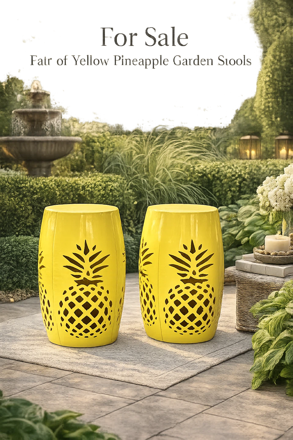 2 Vipush Metal Drum Stools / Side Tables – Yellow (AS-IS)