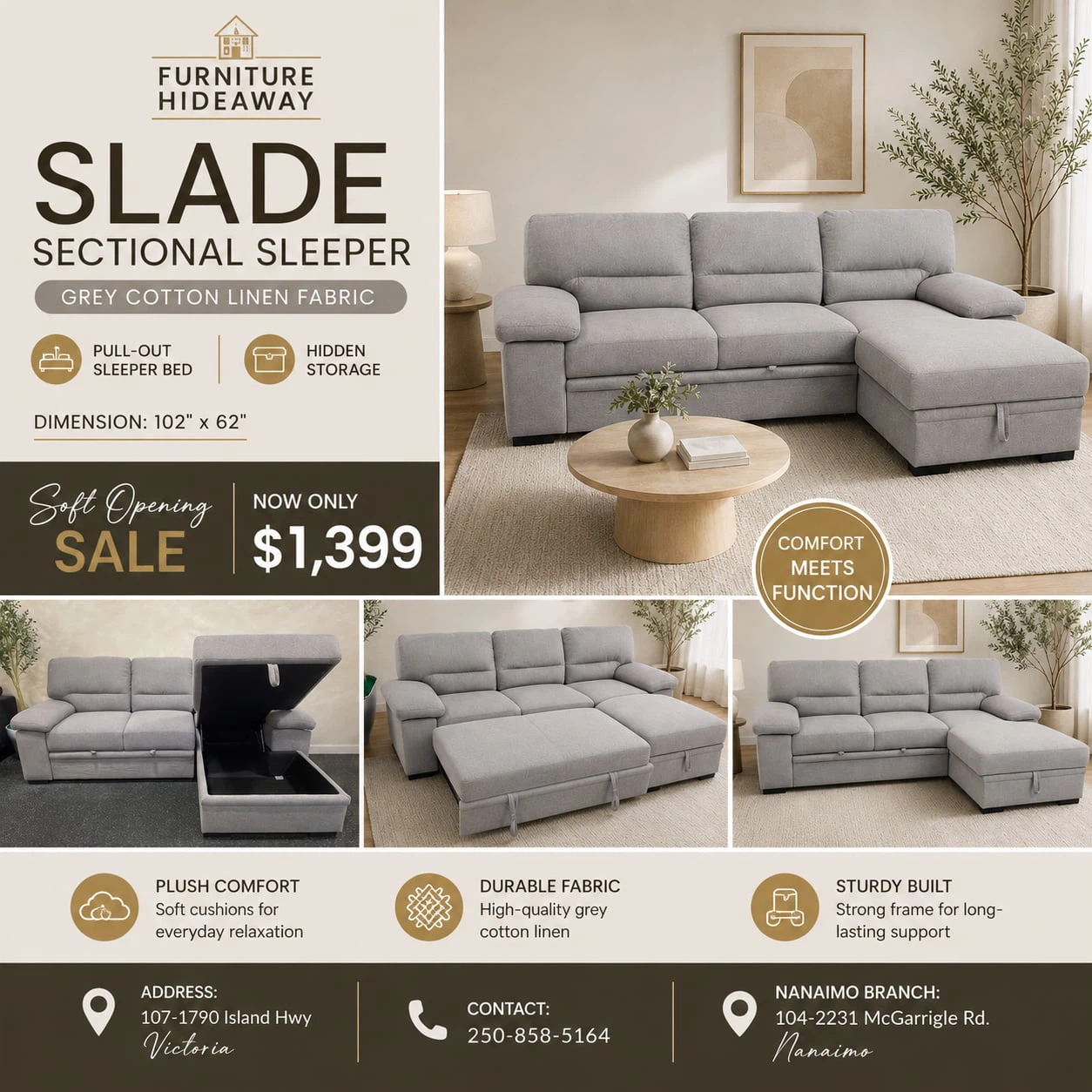 SECTIONAL COUCH SOFT OPENING SALE! 🎉
