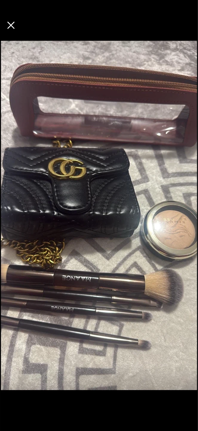 Makeup Bag Set with Brushes and Compact Powder