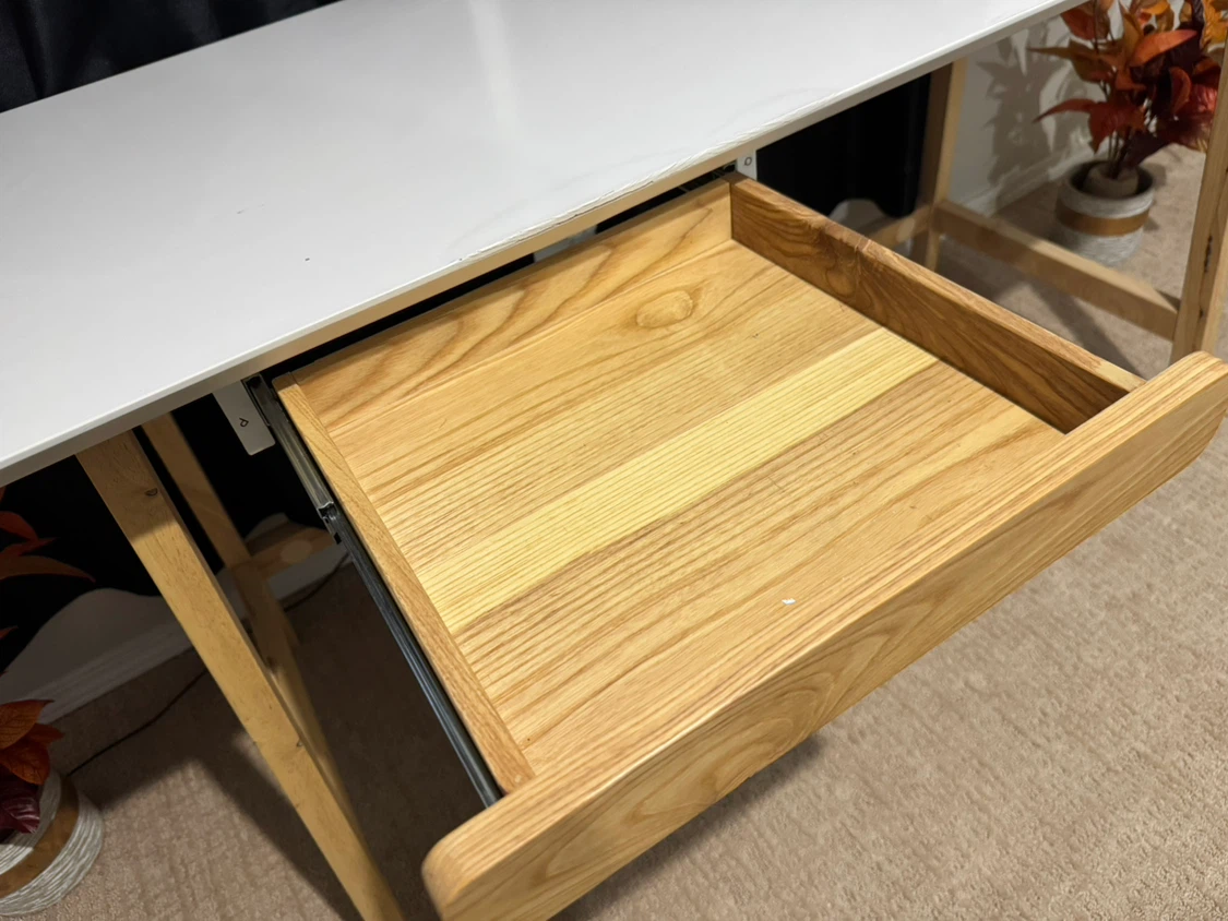 White Desk with Wood Drawer - photo 3