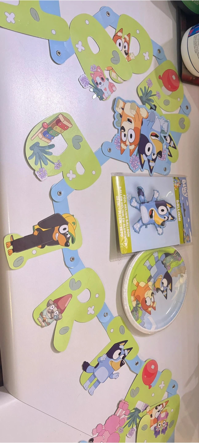 Bluey Birthday Banner Balloon and plate Set