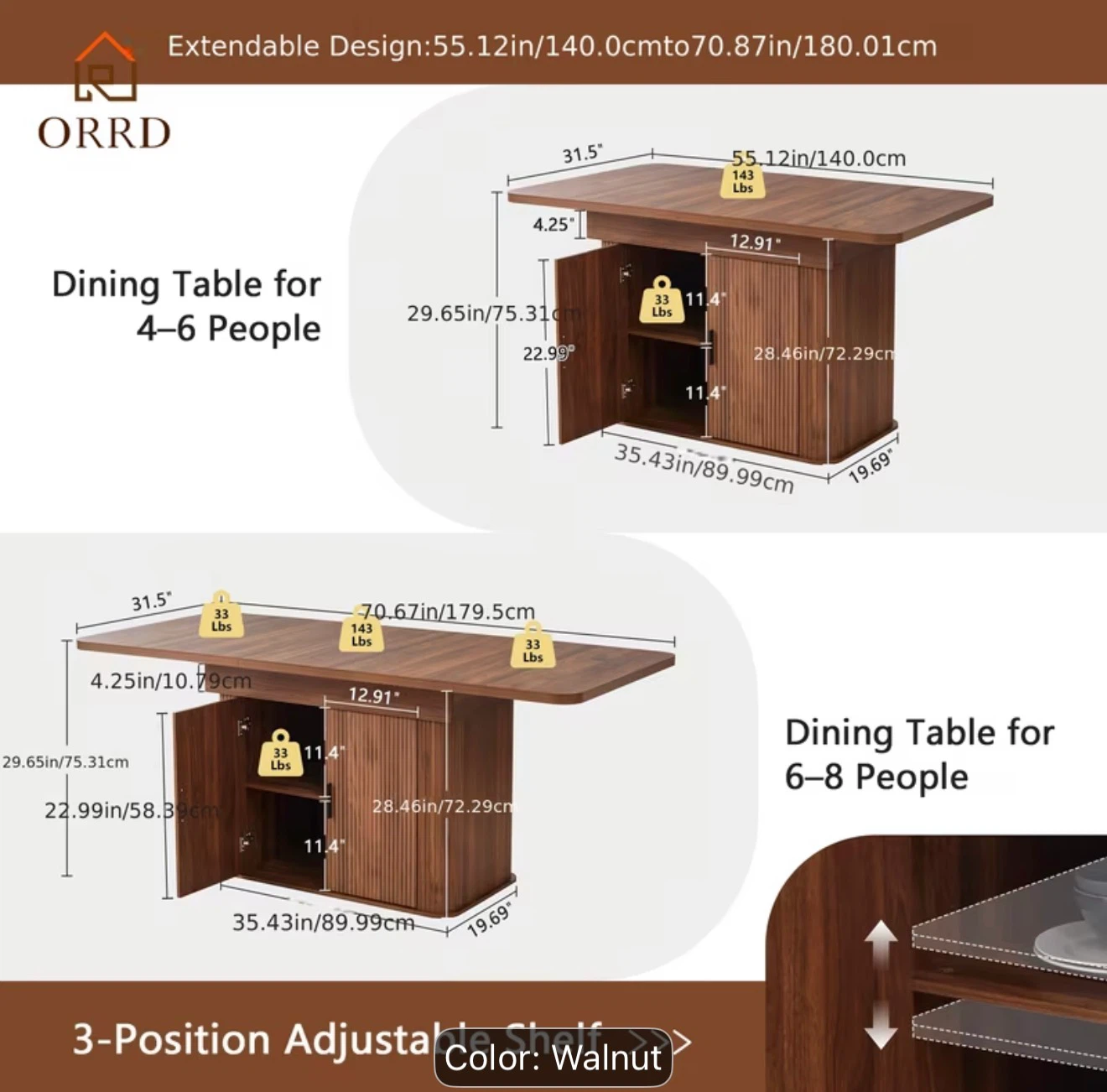 ORRD Expandable Dining Table