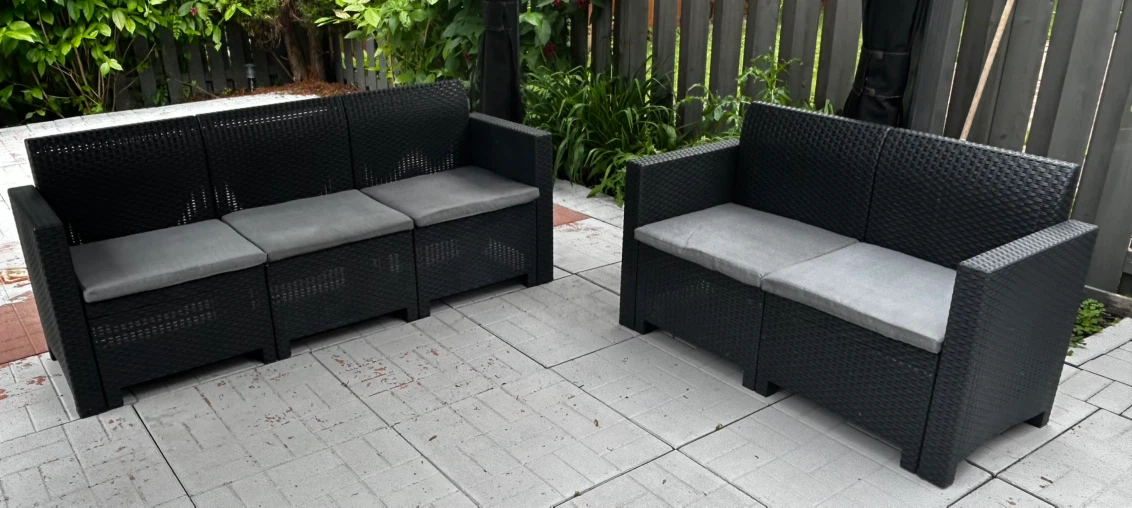 Black Outdoor Sofa and Loveseat Set