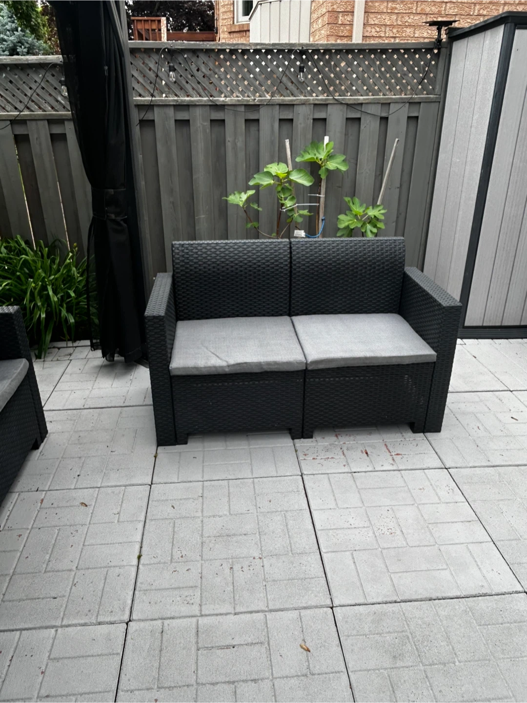 Black Outdoor Sofa and Loveseat Set - photo 3
