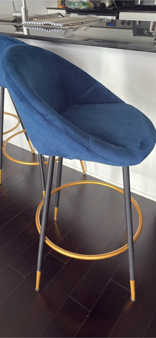 4 Blue Velvet Bar Stool