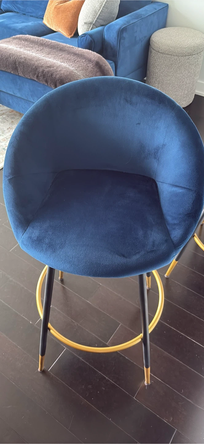 4 Blue Velvet Bar Stool - photo 2