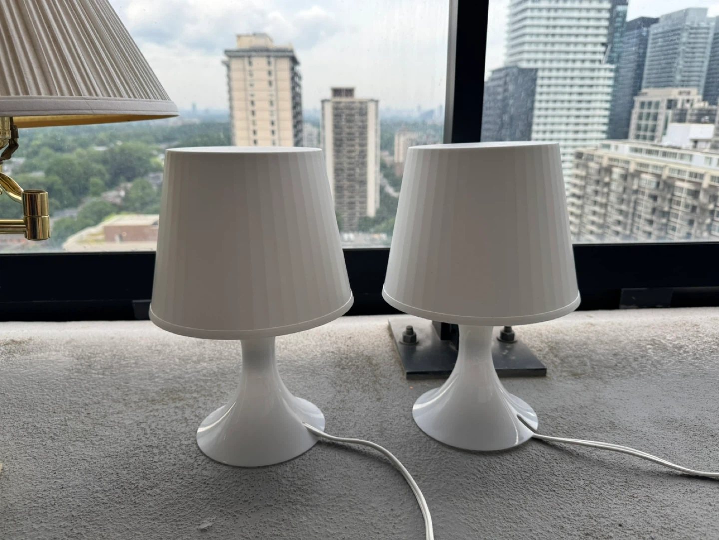 Two White Mini Lamps and One Brass Desk Lamp - photo 3