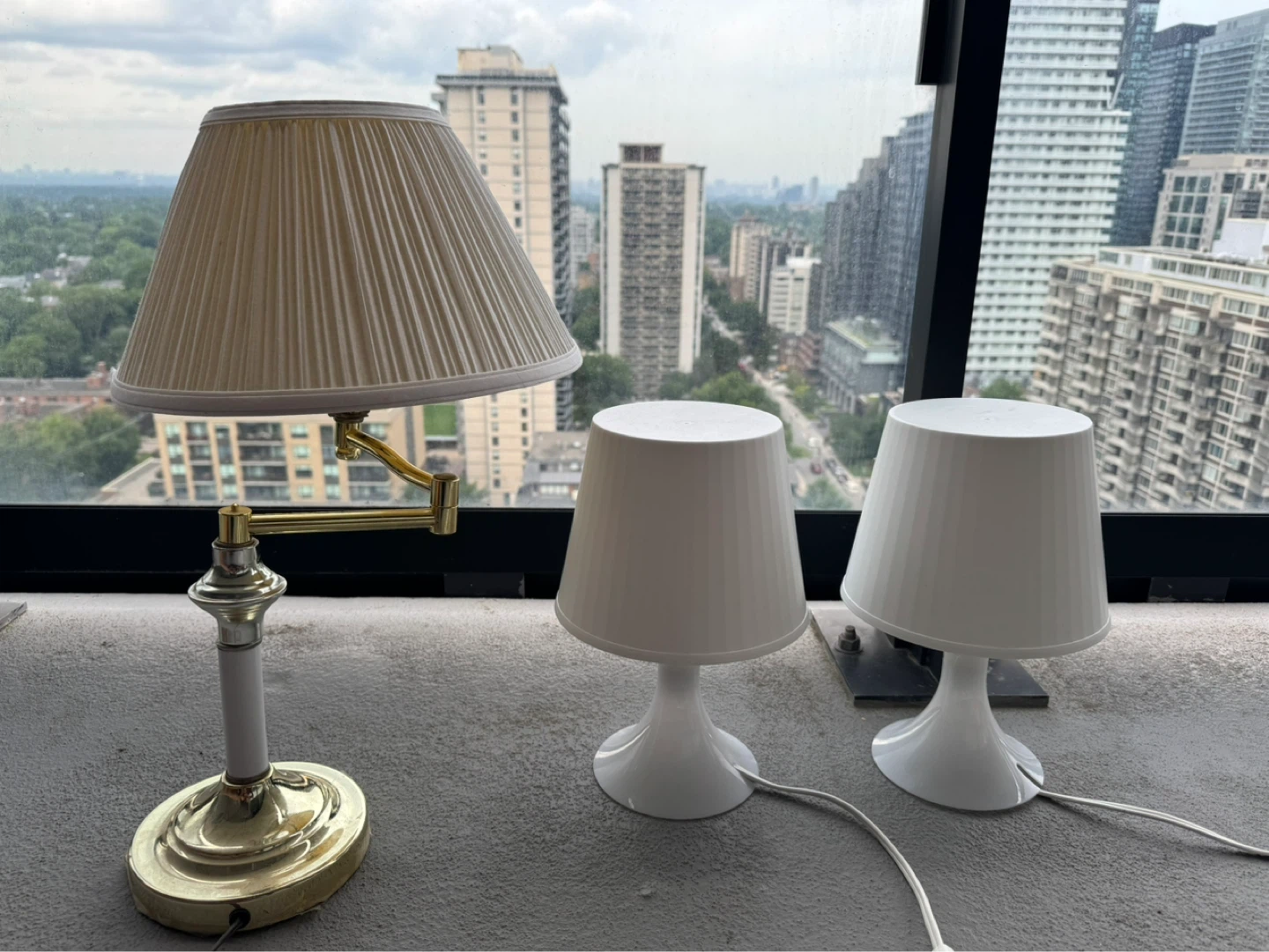 Two White Mini Lamps and One Brass Desk Lamp - photo 2