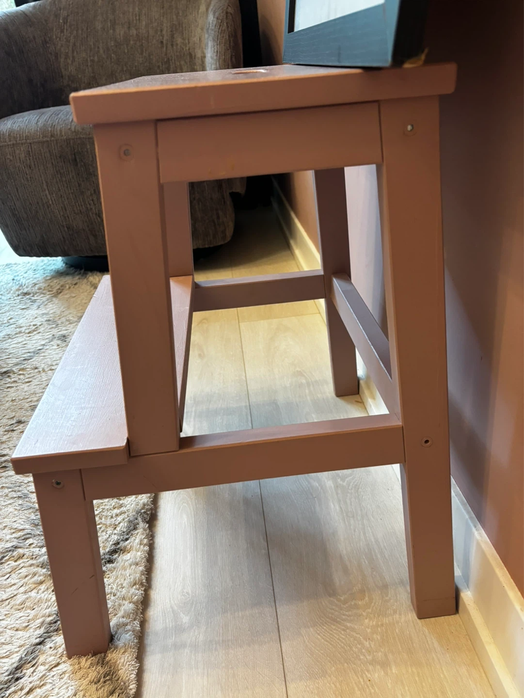 Two-Tier Wooden Step Stool - Pink - photo 3
