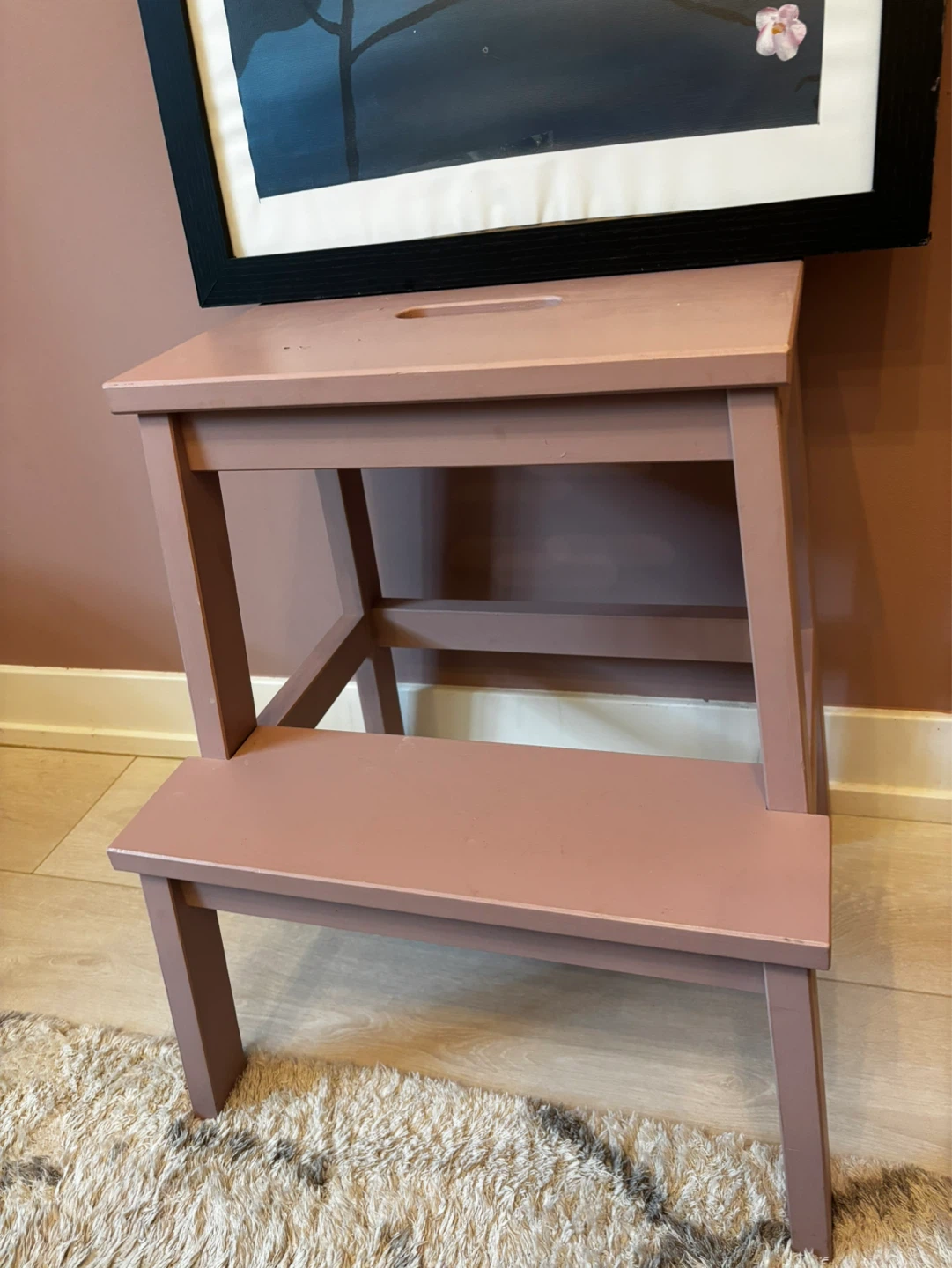 Two-Tier Wooden Step Stool - Pink - photo 2