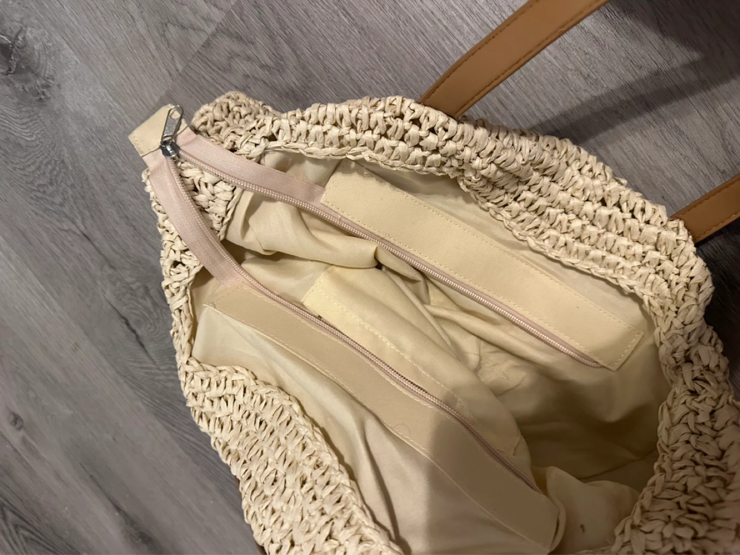 Summer Round Tote Bag Straw shoulder bag Beige - photo 3