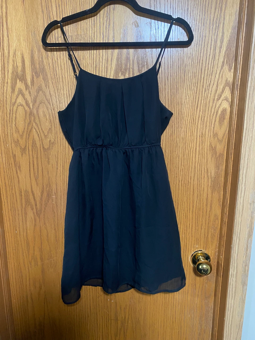 Black Spaghetti Strap Chiffon Dress