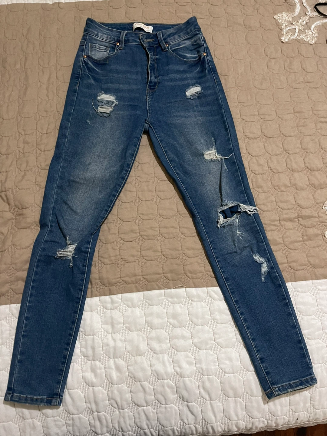 Blue Distressed Skinny Jeans