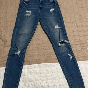 Blue Distressed Skinny Jeans