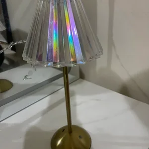 Gold & Iridescent Pleated Table Lamp