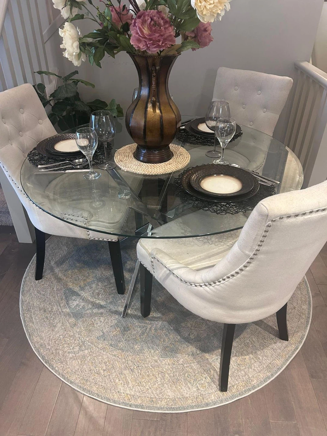 Glass Dining Table Set with 3 chairs