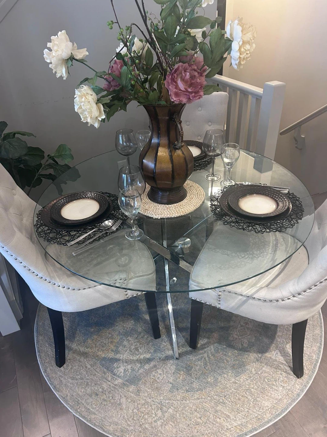 Glass Dining Table Set with 3 chairs - photo 3