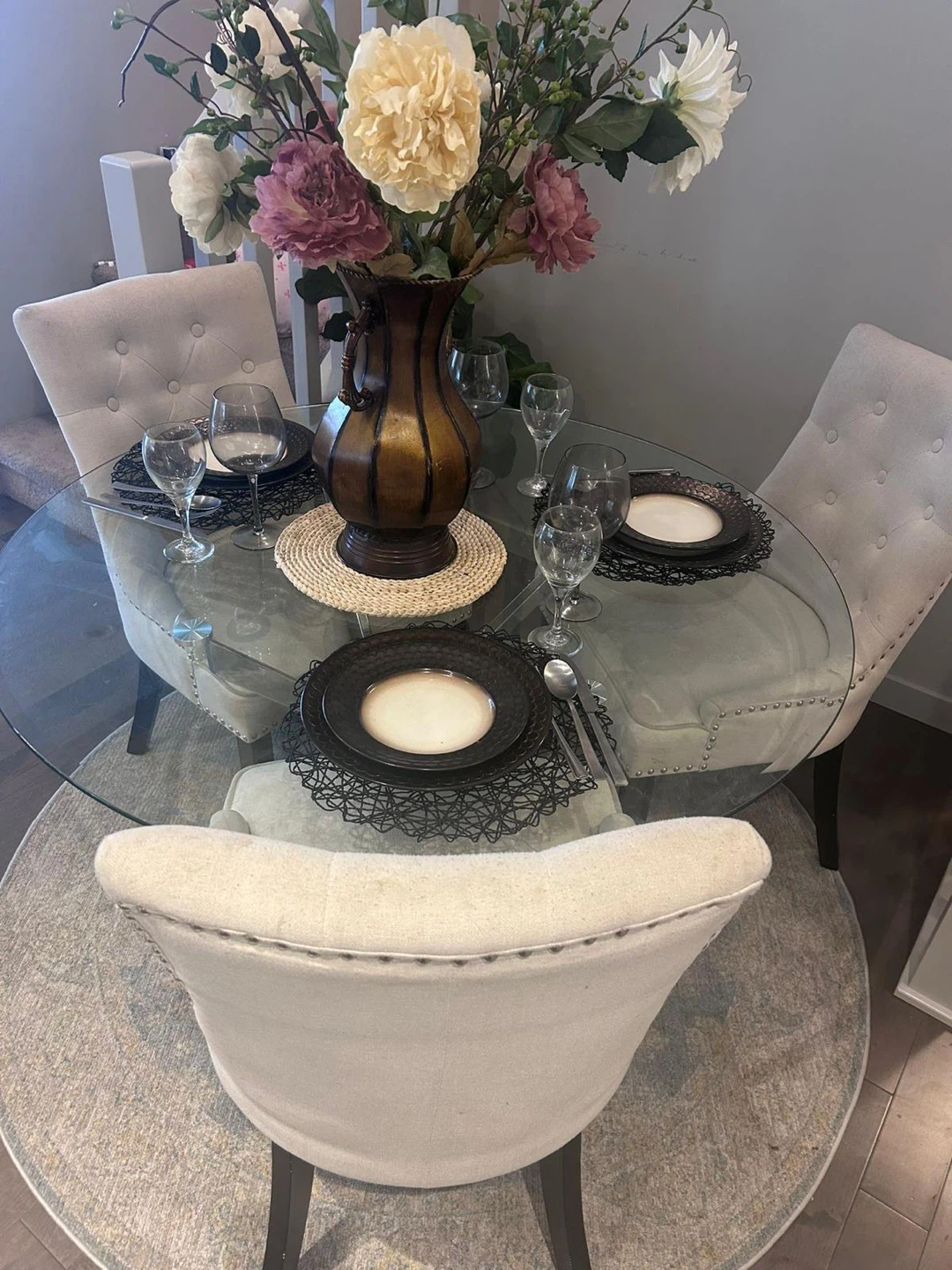 Glass Dining Table Set with 3 chairs - photo 2